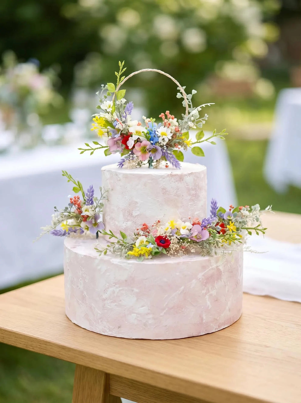 Wildflower Wedding Cake Topper Set: Boho Meadow Flowers, Artificial & Preserved – handmade floral hair accessory by magaela