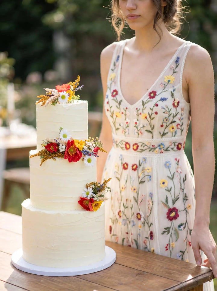 Wildflower Wedding Cake Toppers: Poppy & Daisy Floral Arrangement – handmade floral hair accessory by magaela