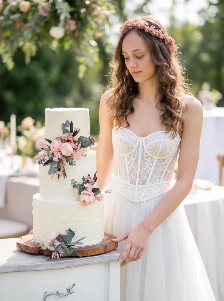 Peony Eucalyptus Wedding Cake Topper: Romantic Floral Decoration – handmade floral hair accessory by magaela