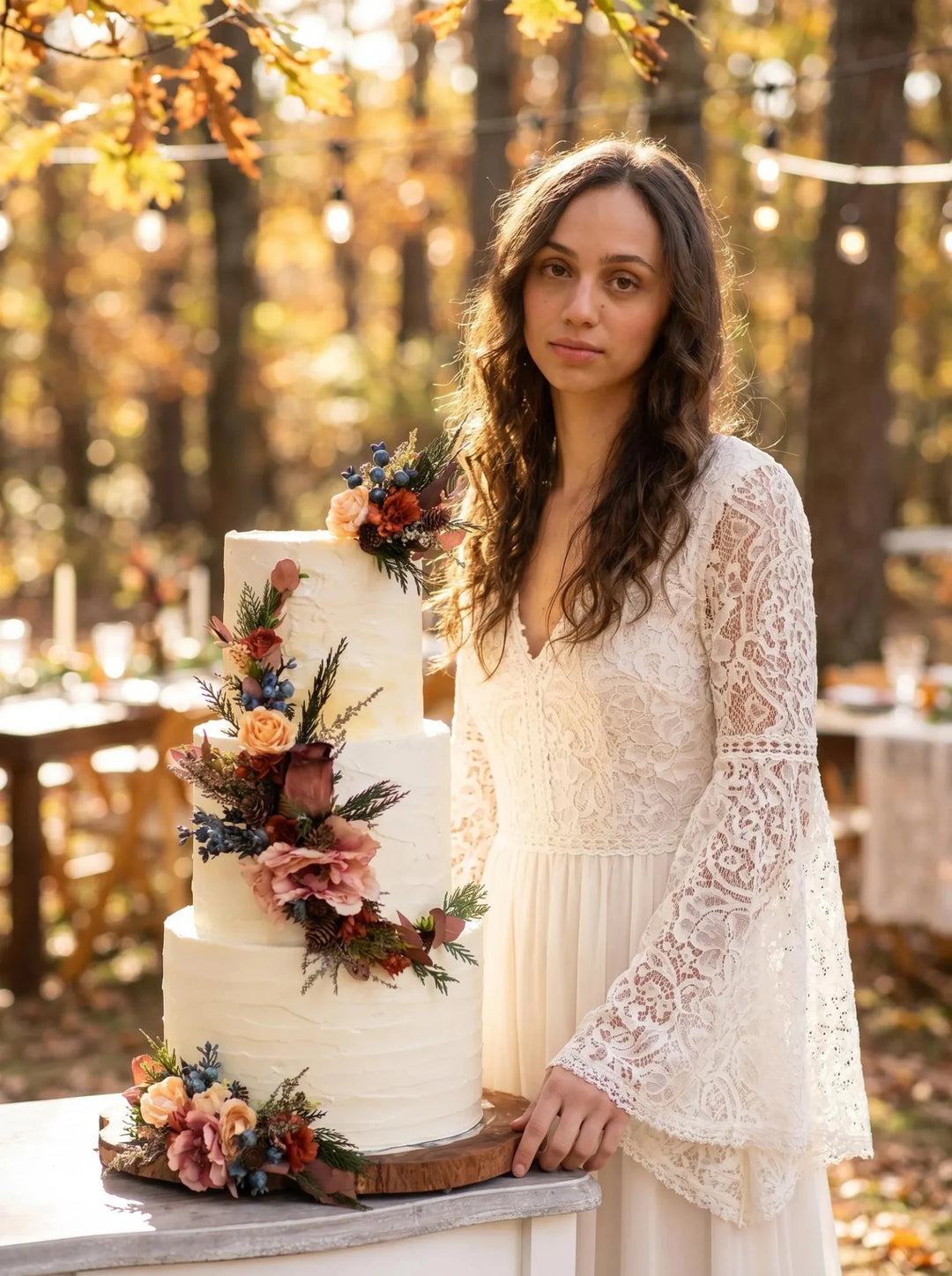 Autumn Wedding Cake Flower Topper: Woodland Floral Arrangement – handmade floral hair accessory by magaela