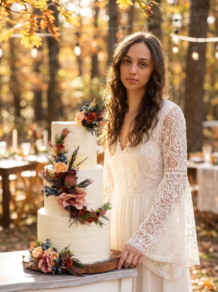 Autumn Wedding Cake Flower Topper: Woodland Floral Arrangement – handmade floral hair accessory by magaela
