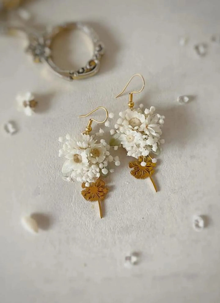 Preserved Flower Bridal Set – Wedding Hair Comb & Matching Earrings for Romantic Bridal Styling