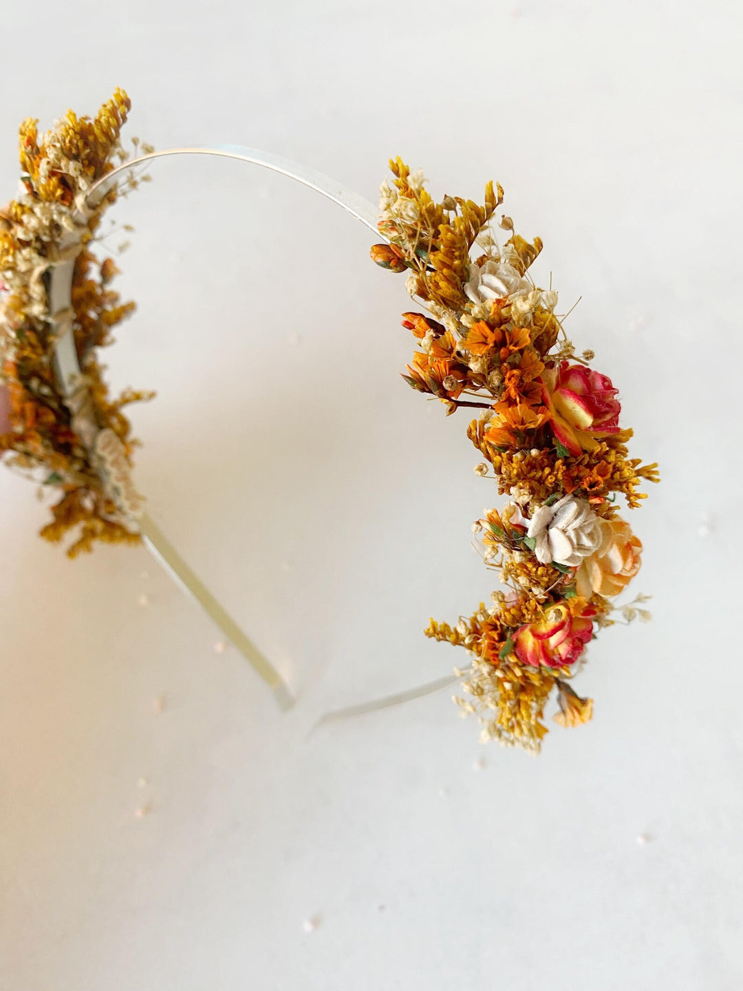 Terrakotta-Herbstblumen-Stirnband | Beidseitiges Design