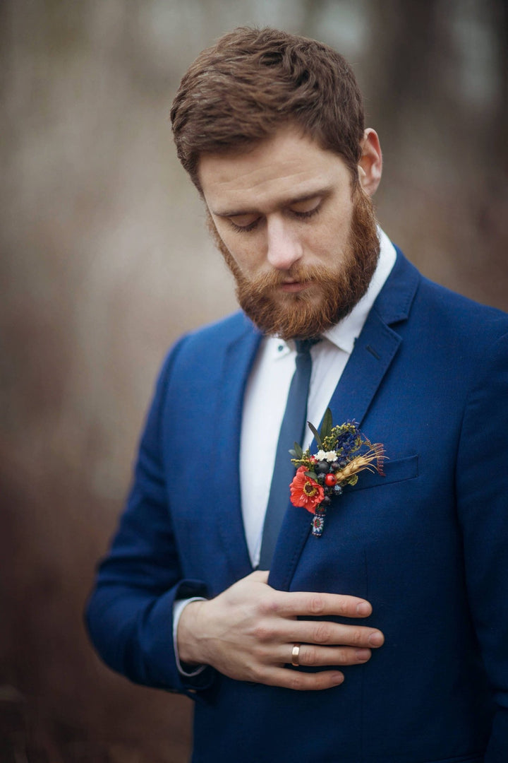 Folk Wedding Boutonniere: Handmade Groom Accessory – handmade floral hair accessory by magaela