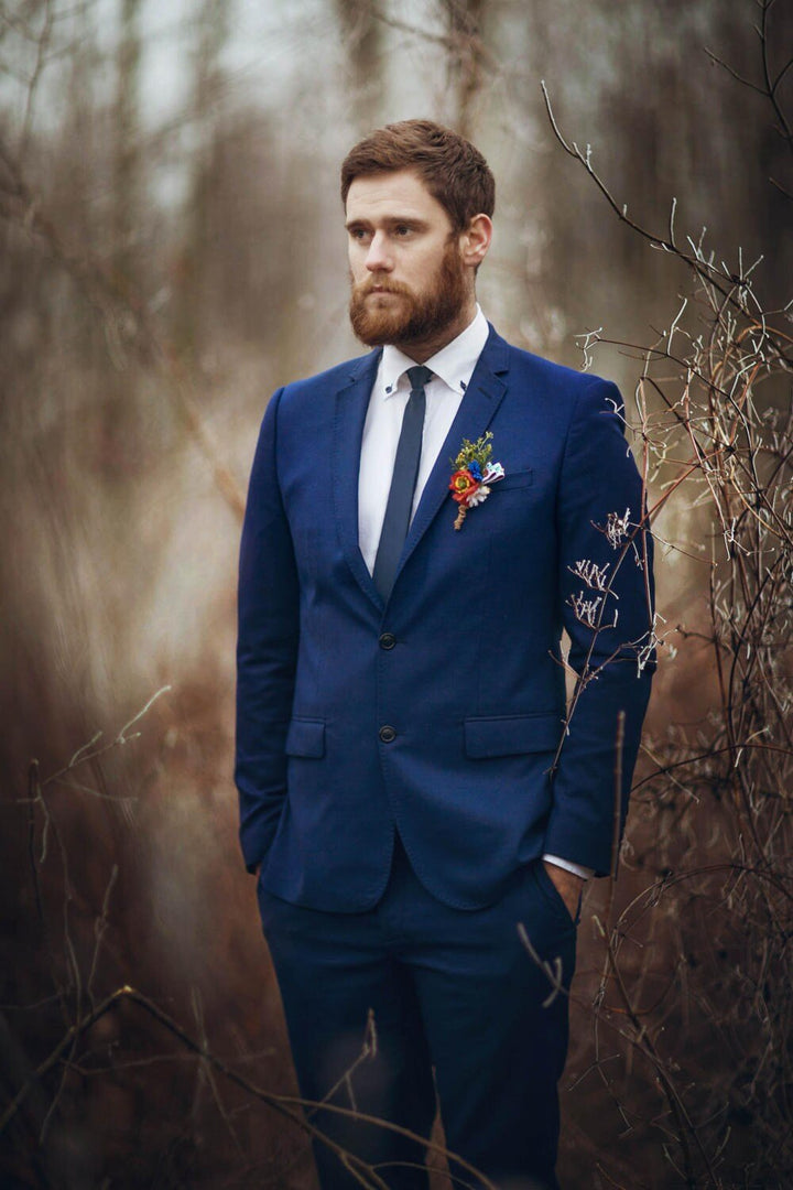 Folk Wedding Boutonniere: Handmade Textile Flower Groom Accessory – handmade floral hair accessory by magaela