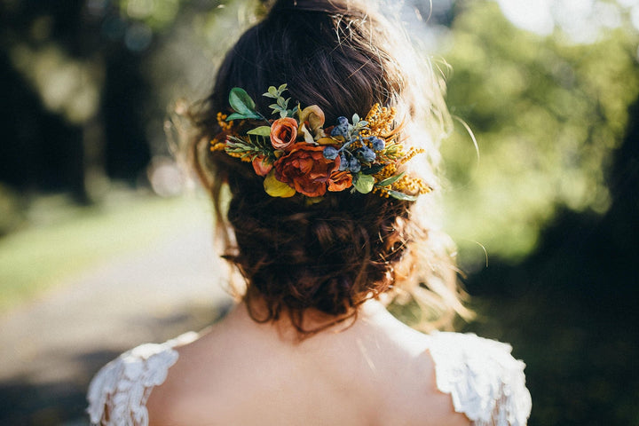 Autumn Flower Hair Comb: Woodland Wedding Bridal Accessory – handmade floral hair accessory by magaela
