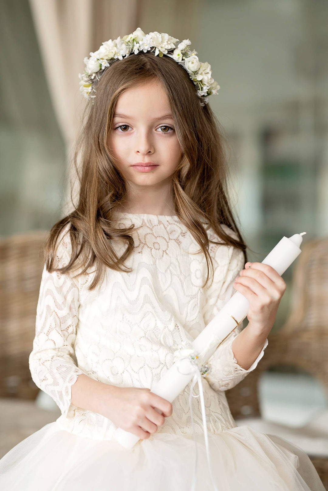 Floral Headband for First Communion: Handmade Flower Girl Accessory – handmade floral hair accessory by magaela