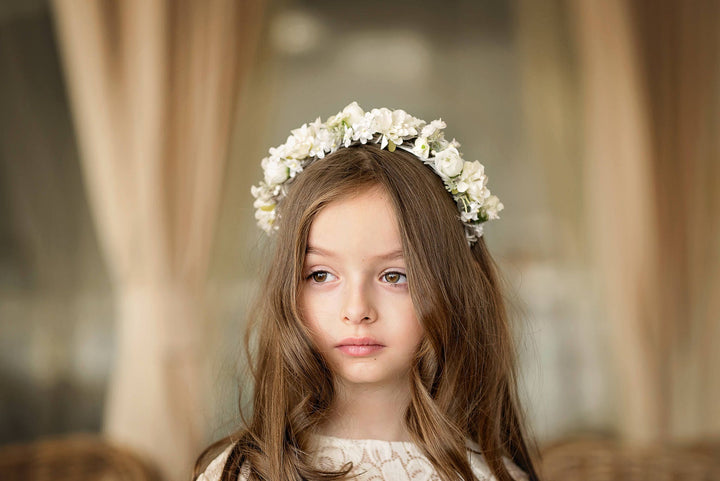 Floral Headband for First Communion: Handmade Flower Girl Accessory – handmade floral hair accessory by magaela