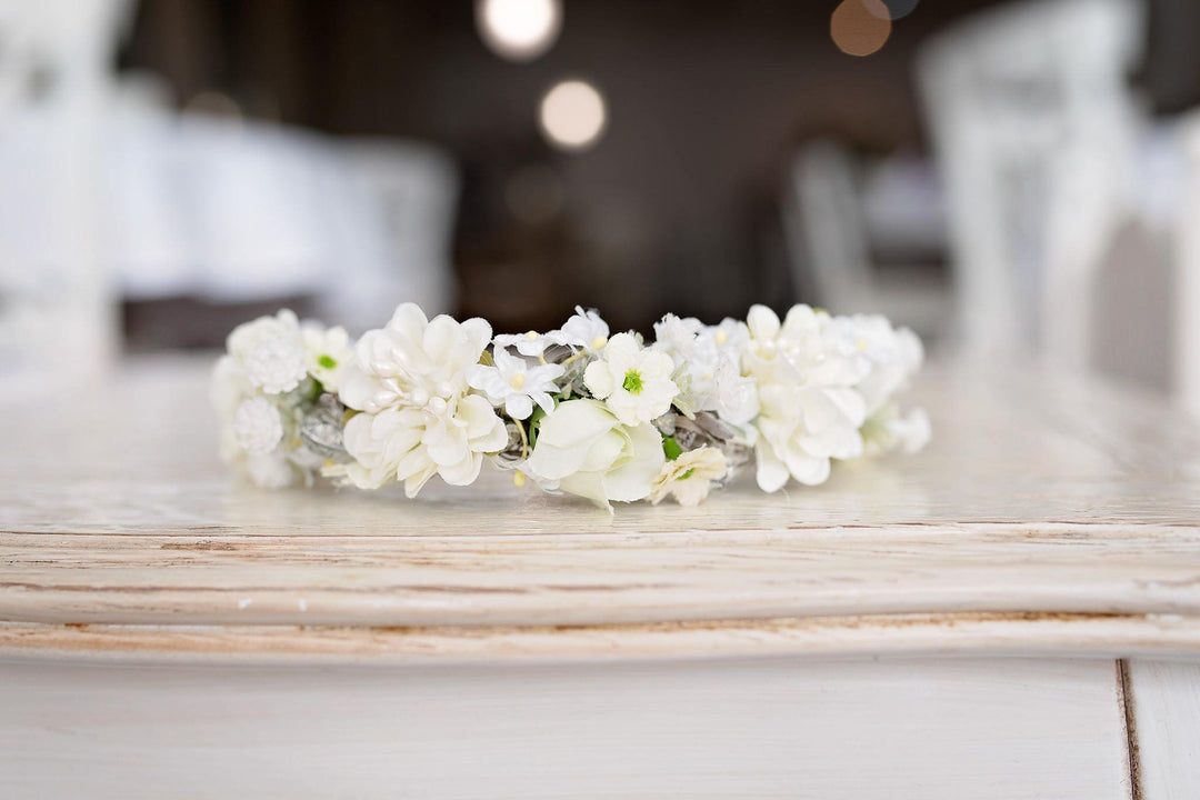 Floral Headband for First Communion: Handmade Flower Girl Accessory – handmade floral hair accessory by magaela