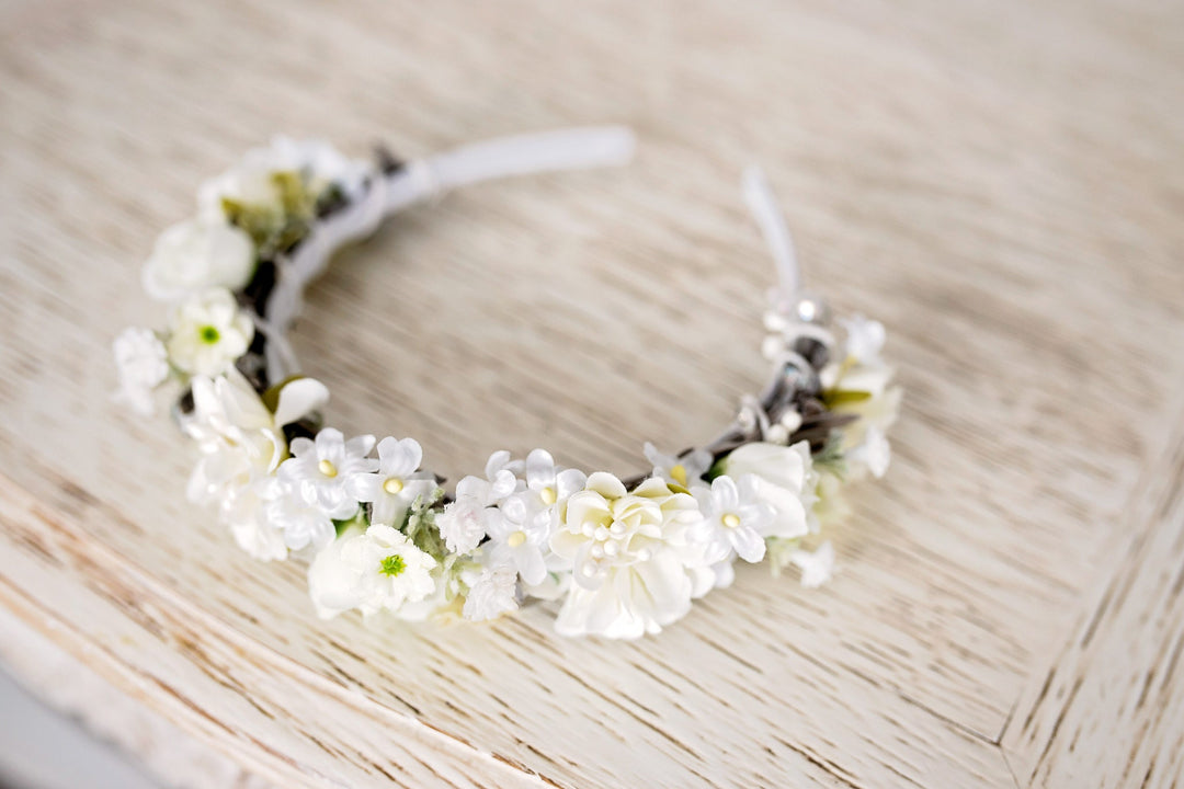 Floral Headband for First Communion: Handmade Flower Girl Accessory – handmade floral hair accessory by magaela