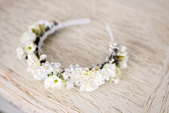 Floral Headband for First Communion: Handmade Flower Girl Accessory – handmade floral hair accessory by magaela