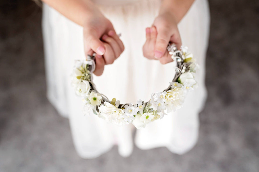 Floral Headband for First Communion: Handmade Flower Girl Accessory – handmade floral hair accessory by magaela