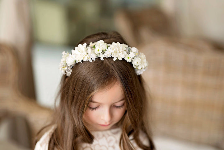 Floral Headband for First Communion: Handmade Flower Girl Accessory – handmade floral hair accessory by magaela
