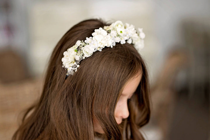 Floral Headband for First Communion: Handmade Flower Girl Accessory – handmade floral hair accessory by magaela