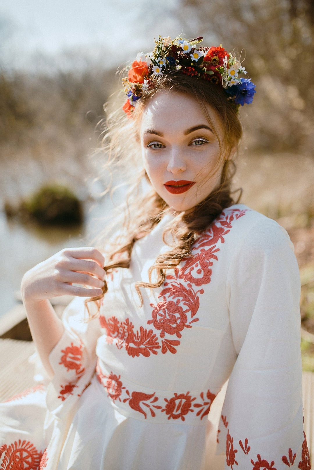 Handmade Folk Floral Earrings: Wedding Dangle Jewelry – handmade floral hair accessory by magaela