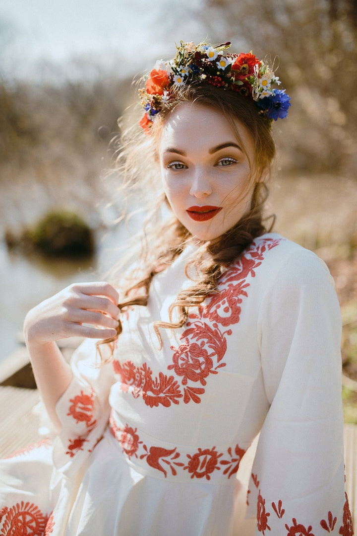 Handmade Folk Floral Earrings: Wedding Dangle Jewelry – handmade floral hair accessory by magaela