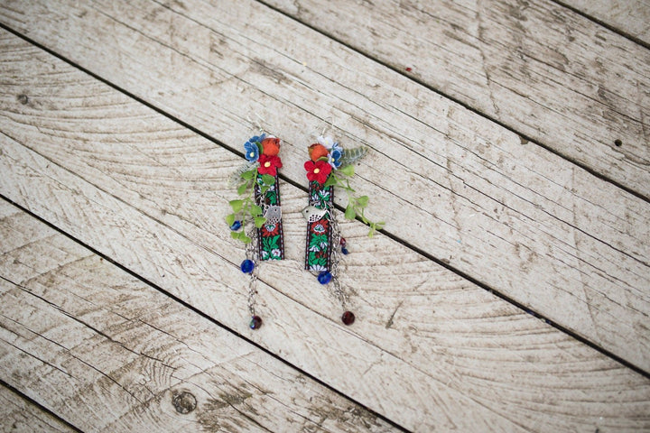 Handmade Folk Floral Earrings: Wedding Dangle Jewelry – handmade floral hair accessory by magaela