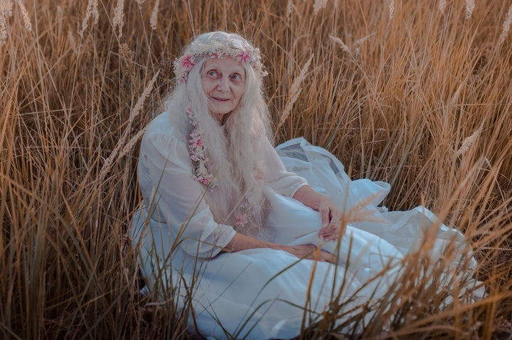 Pink & White Flower Hair Garland: Bridal Fairy Wreath – handmade floral hair accessory by magaela