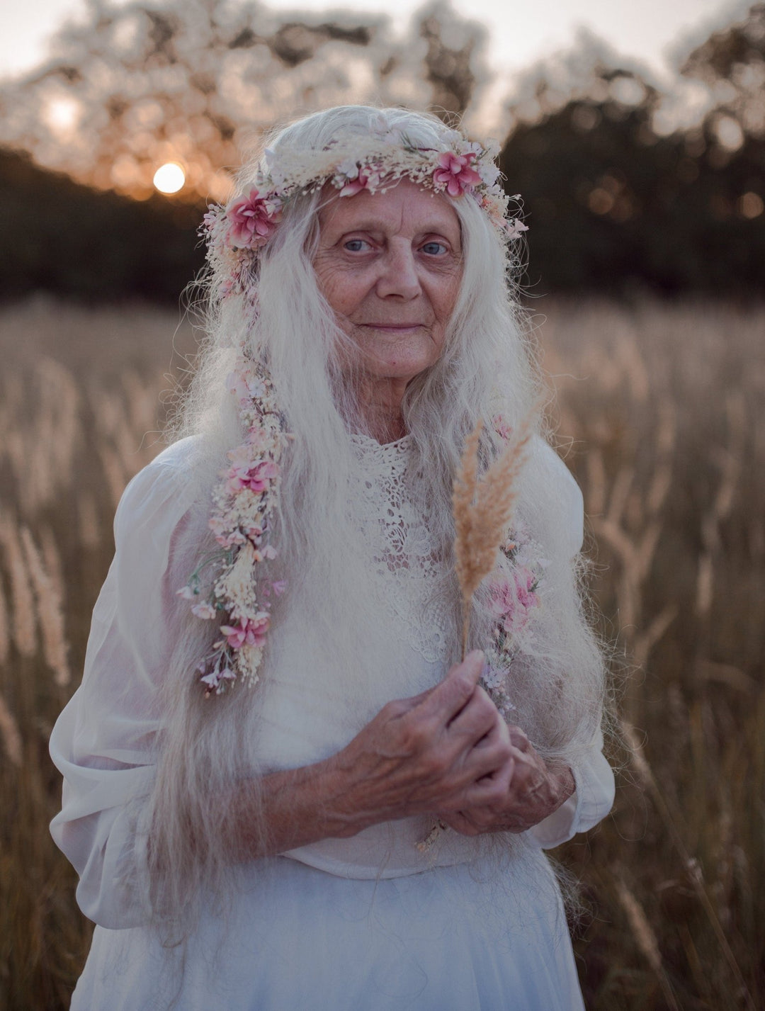 Pink & White Flower Hair Garland: Bridal Fairy Wreath – handmade floral hair accessory by magaela