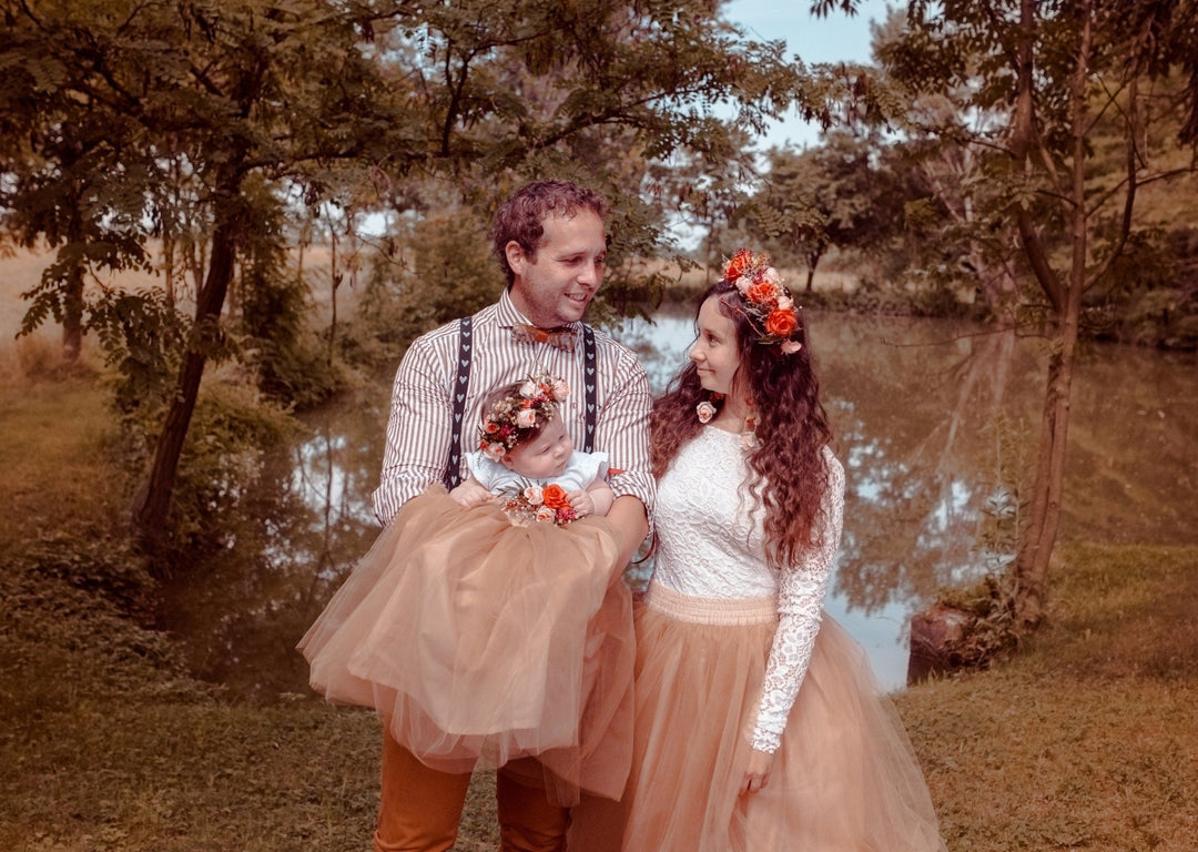 Floral Wooden Bow Tie: Orange Peach Resin Wedding Accessory – handmade floral hair accessory by magaela