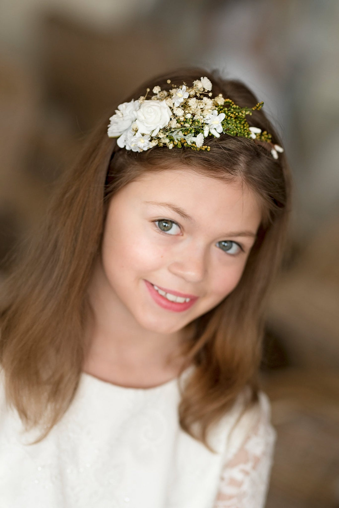 White Floral Headband: First Communion Hair Accessory – handmade floral hair accessory by magaela