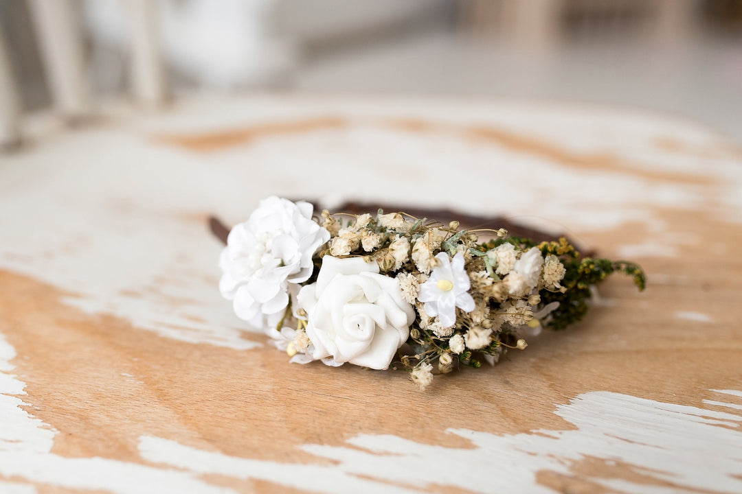 White Floral Headband: First Communion Hair Accessory – handmade floral hair accessory by magaela