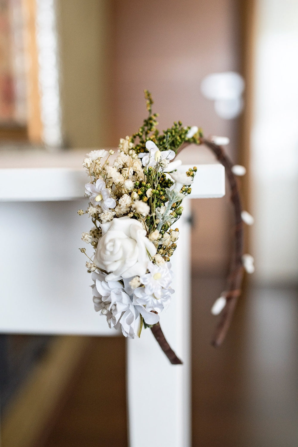 White Floral Headband: First Communion Hair Accessory – handmade floral hair accessory by magaela