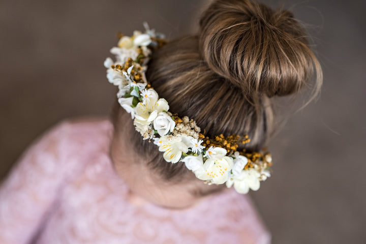 White Floral Headband: First Communion Hair Accessory – handmade floral hair accessory by magaela