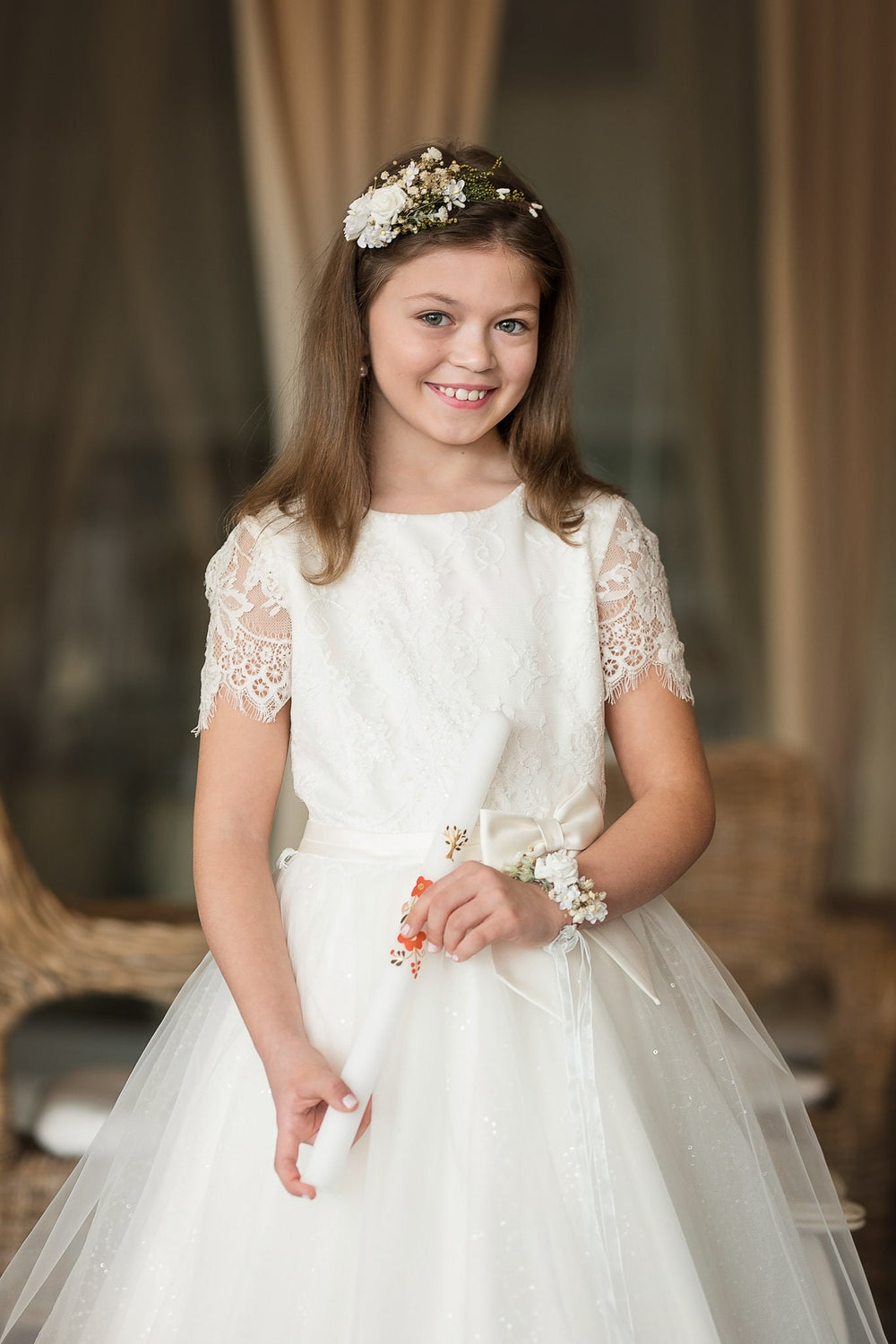 White Floral Headband: First Communion Hair Accessory – handmade floral hair accessory by magaela