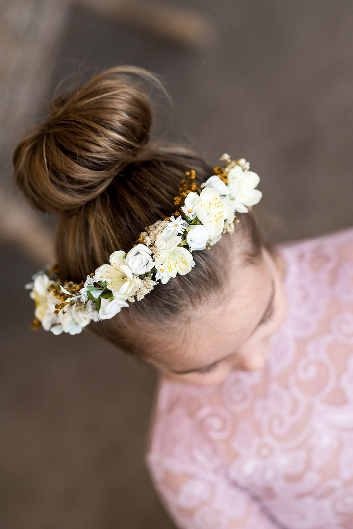 White Floral Headband: First Communion Hair Accessory – handmade floral hair accessory by magaela
