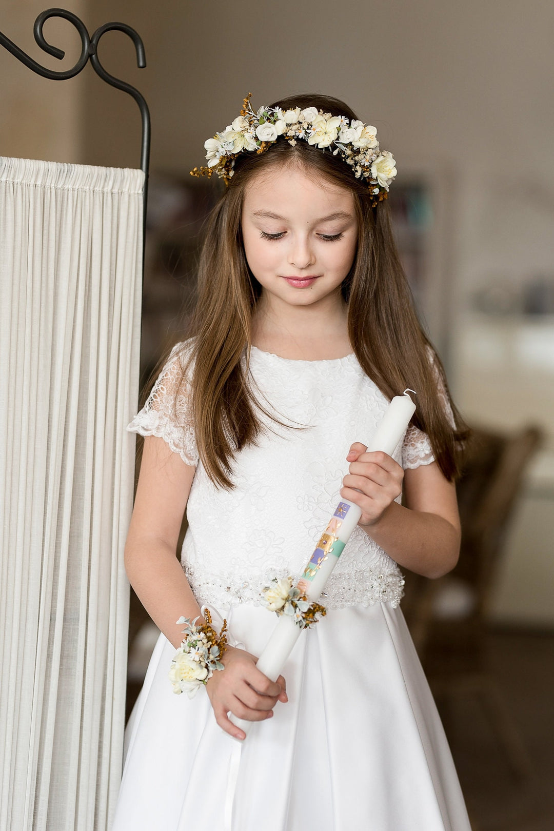 White Floral Headband: First Communion Hair Accessory – handmade floral hair accessory by magaela