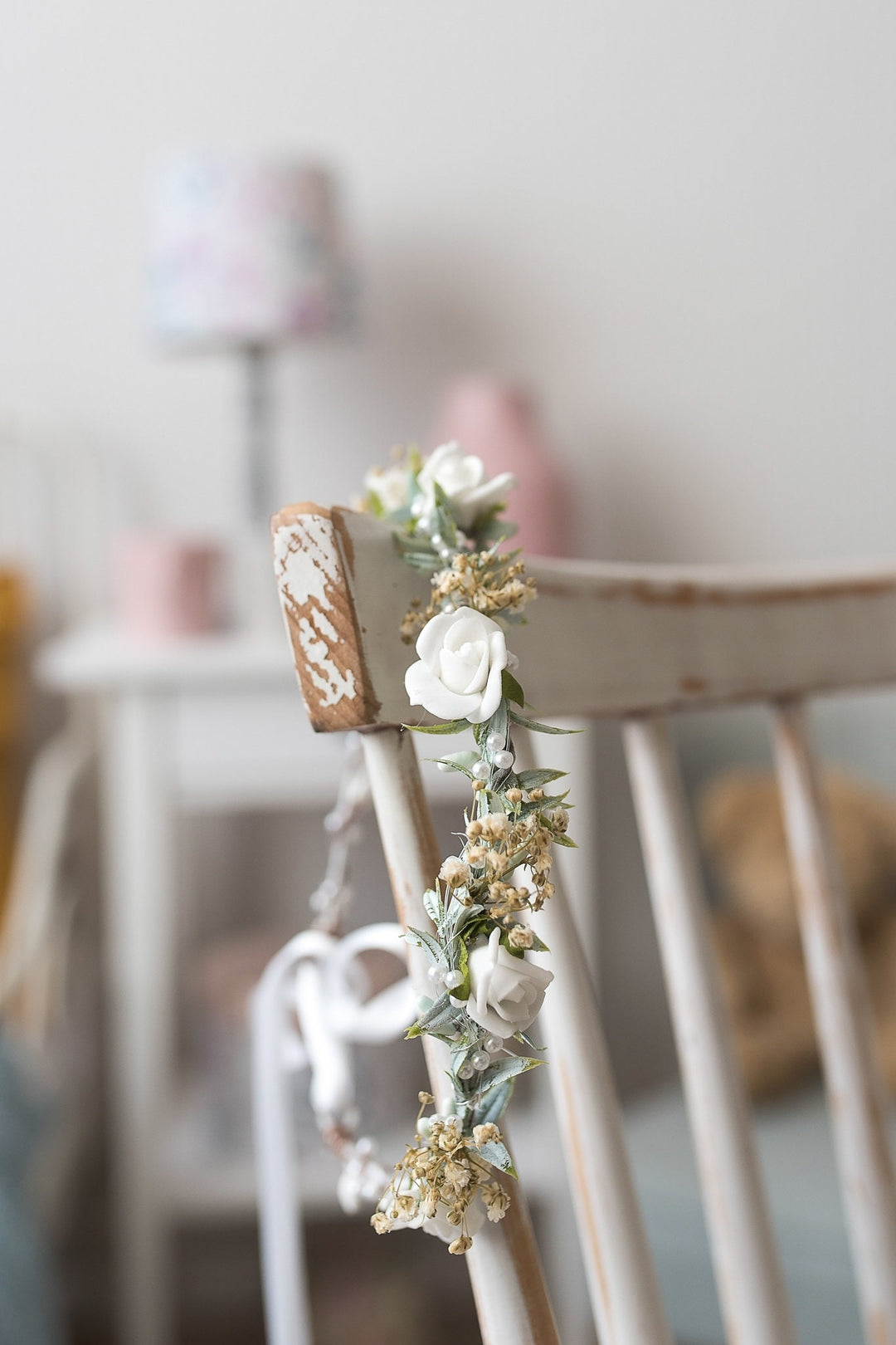 Floral Hair Crown: First Communion White Rose Wreath – handmade floral hair accessory by magaela