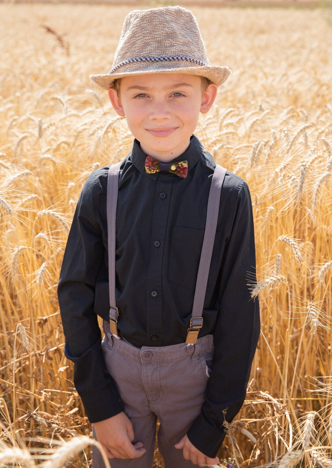 Burgundy Floral Resin Wooden Bow Tie - Boy's, Men's Wedding Accessory – handmade floral hair accessory by magaela