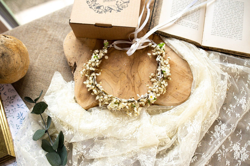 First Communion Flower Crown & Candle Decoration Set – handmade floral hair accessory by magaela