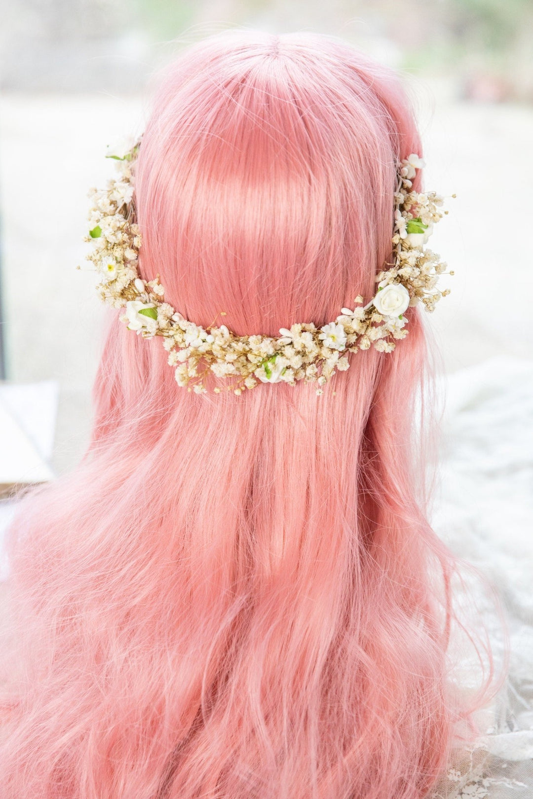 First Communion Flower Crown & Candle Decoration Set – handmade floral hair accessory by magaela