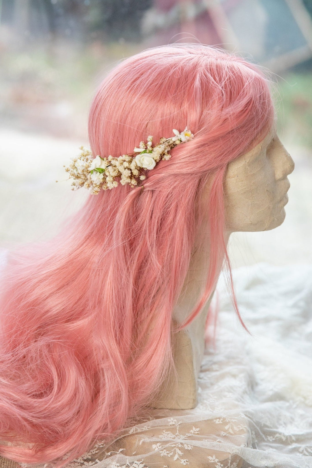 First Communion Flower Crown & Candle Decoration Set – handmade floral hair accessory by magaela