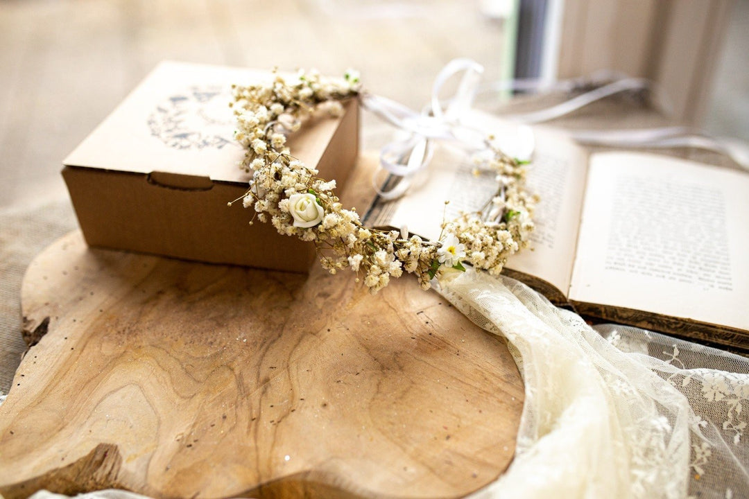 First Communion Flower Crown & Candle Decoration Set – handmade floral hair accessory by magaela