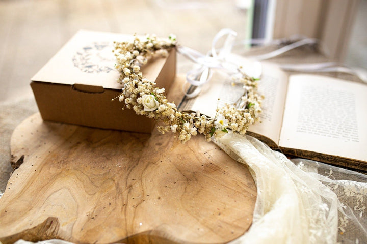 First Communion Flower Crown & Candle Decoration Set – handmade floral hair accessory by magaela