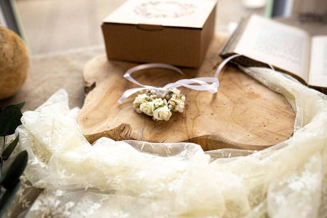 First Communion Flower Crown & Candle Decoration Set – handmade floral hair accessory by magaela