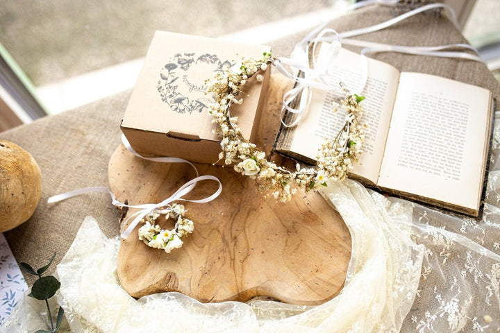 First Communion Flower Crown & Candle Decoration Set – handmade floral hair accessory by magaela