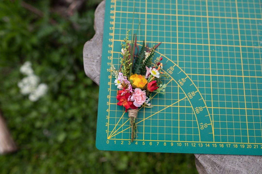 Summer Wedding Boutonniere: Handmade Textile Flower Buttonhole – handmade floral hair accessory by magaela