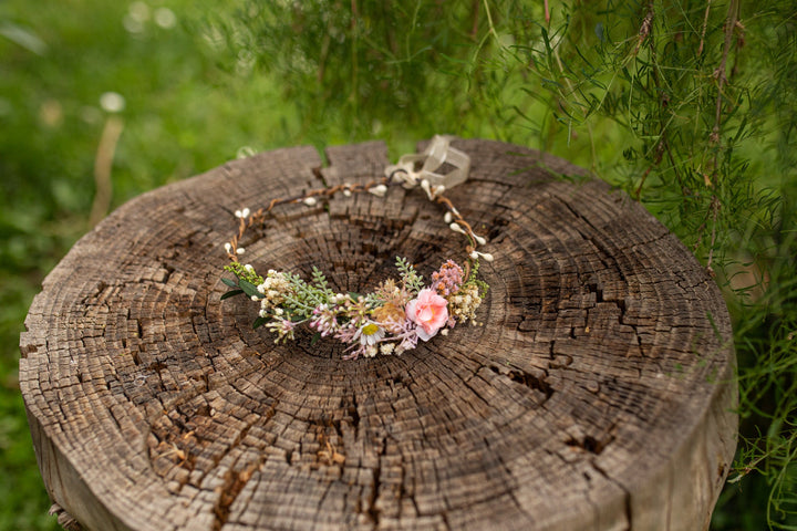 Matching Pink Flower Crown Set: Mother & Daughter Hair Wreaths – handmade floral hair accessory by magaela