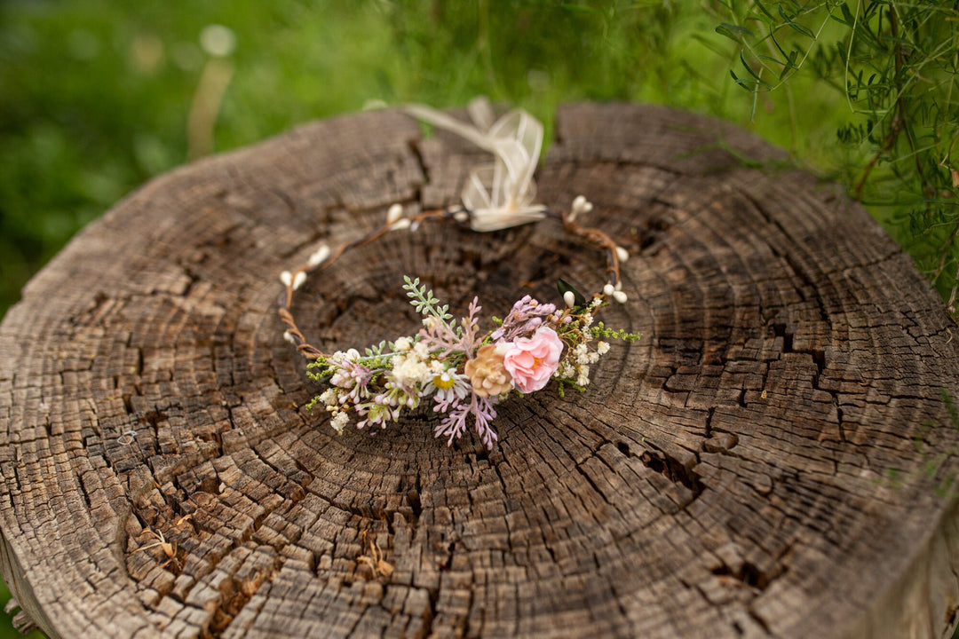 Matching Pink Flower Crown Set: Mother & Daughter Hair Wreaths – handmade floral hair accessory by magaela