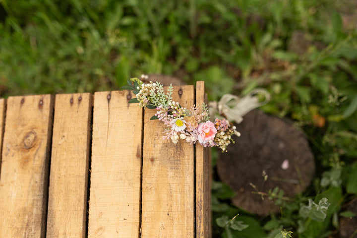 Matching Pink Flower Crown Set: Mother & Daughter Hair Wreaths – handmade floral hair accessory by magaela