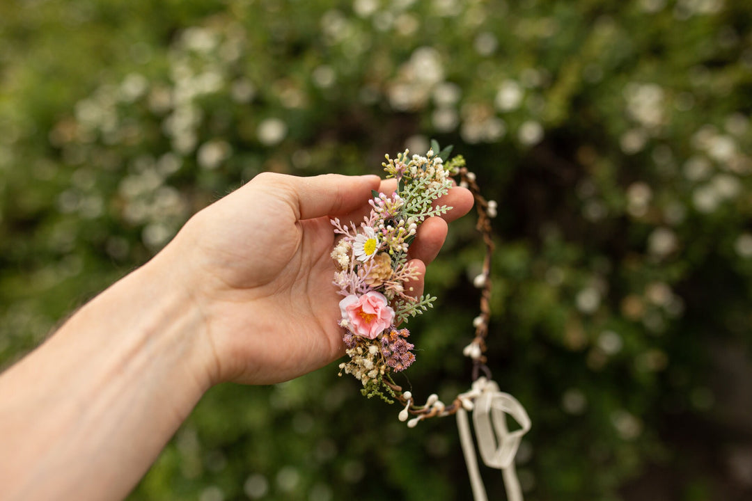 Matching Pink Flower Crown Set: Mother & Daughter Hair Wreaths – handmade floral hair accessory by magaela