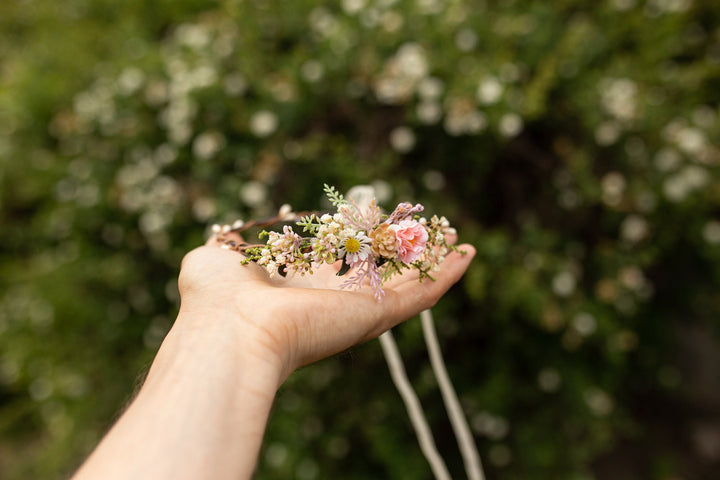 Matching Pink Flower Crown Set: Mother & Daughter Hair Wreaths – handmade floral hair accessory by magaela