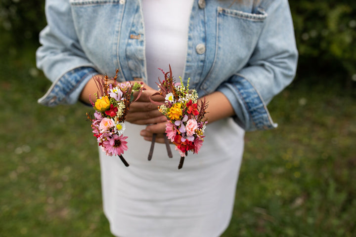 Colourful Flower Bridal Headband: Handmade Wedding Hair Accessory – handmade floral hair accessory by magaela