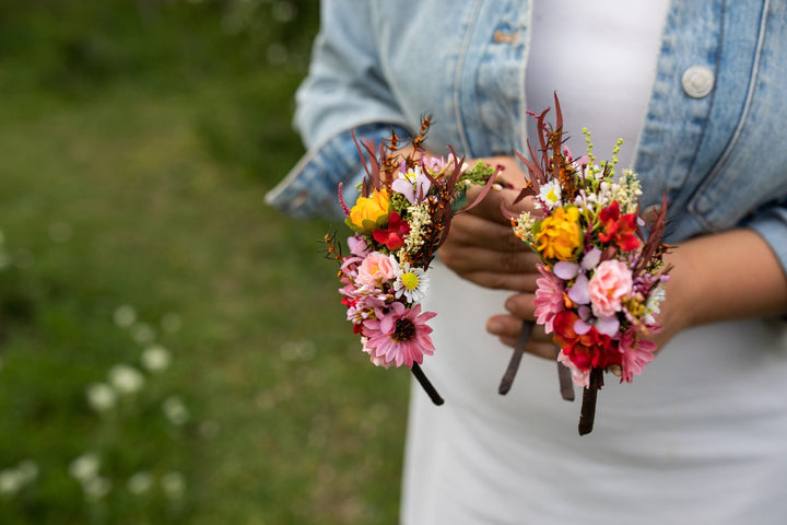 Colourful Flower Bridal Headband: Handmade Wedding Hair Accessory – handmade floral hair accessory by magaela
