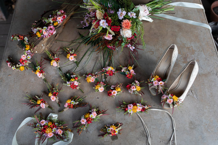 Colourful Flower Bridal Headband: Handmade Wedding Hair Accessory – handmade floral hair accessory by magaela