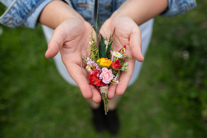 Summer Wedding Boutonniere: Handmade Textile Flower Buttonhole – handmade floral hair accessory by magaela